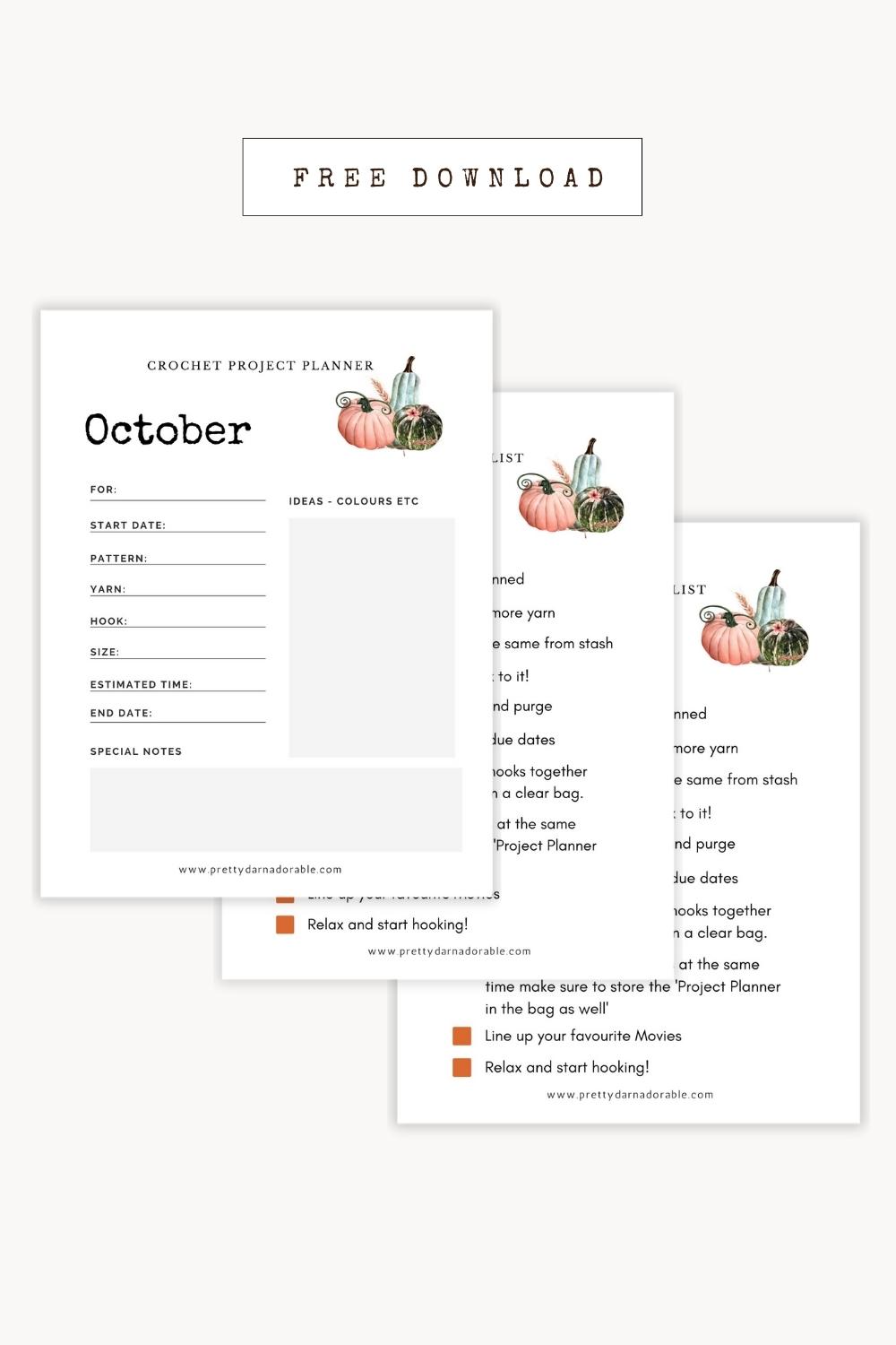 Free Printable – October Fall Crochet Planners