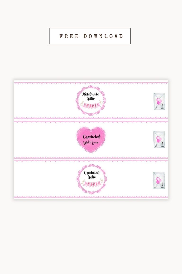 Free Printable – February Valentines Crochet Dishcloth Labels