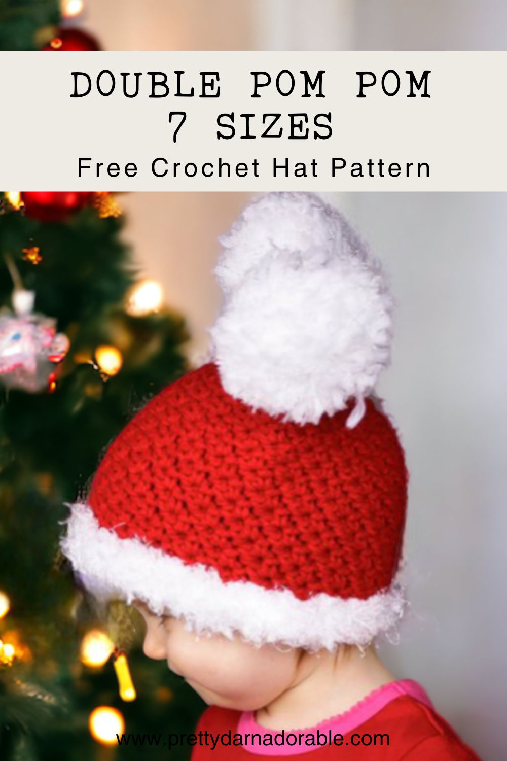 Double Pom Pom Crochet Hat Free Pattern - Pretty Darn Adorable