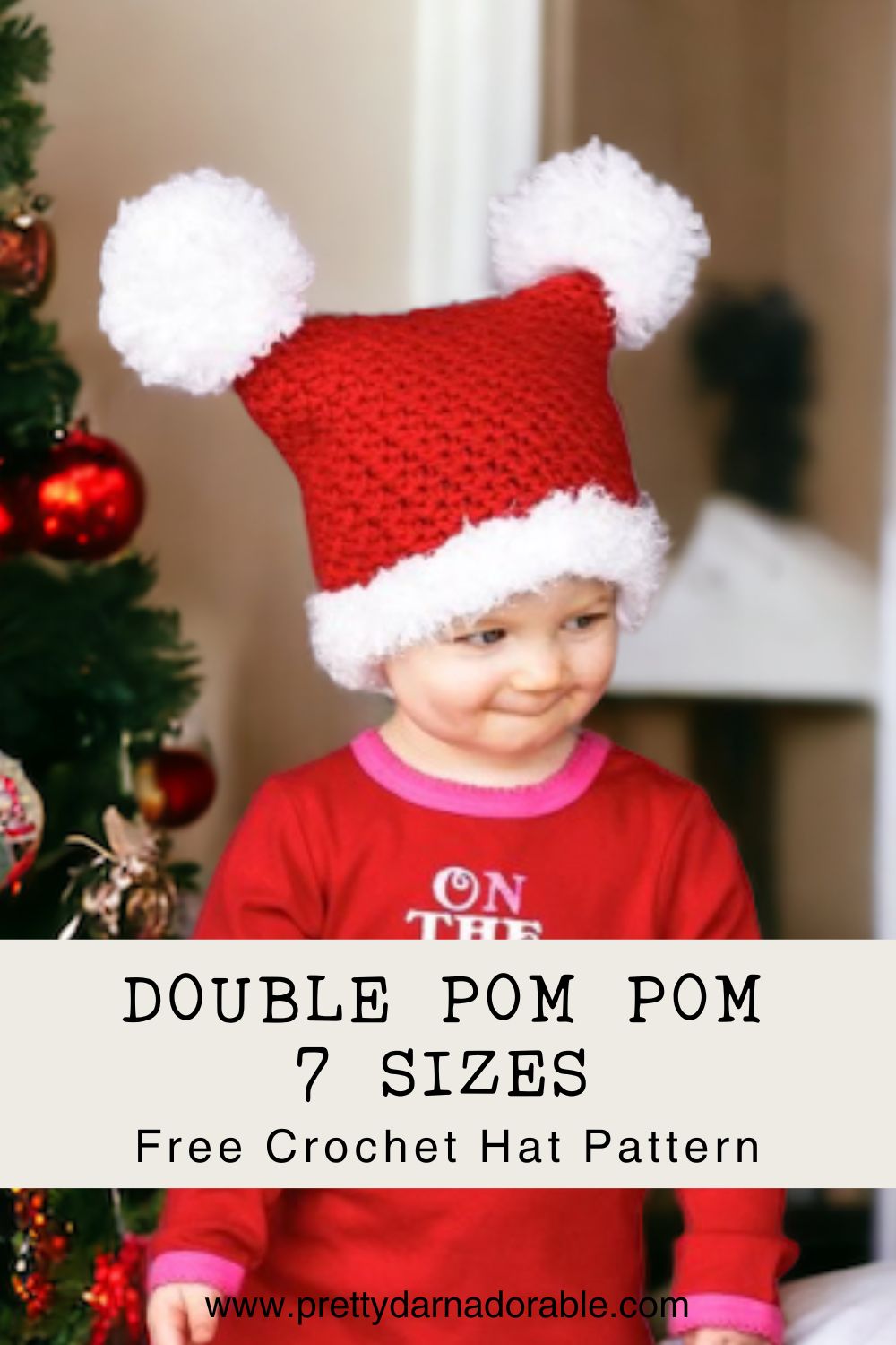 Double Pom Pom Crochet Hat Free Pattern - Pretty Darn Adorable