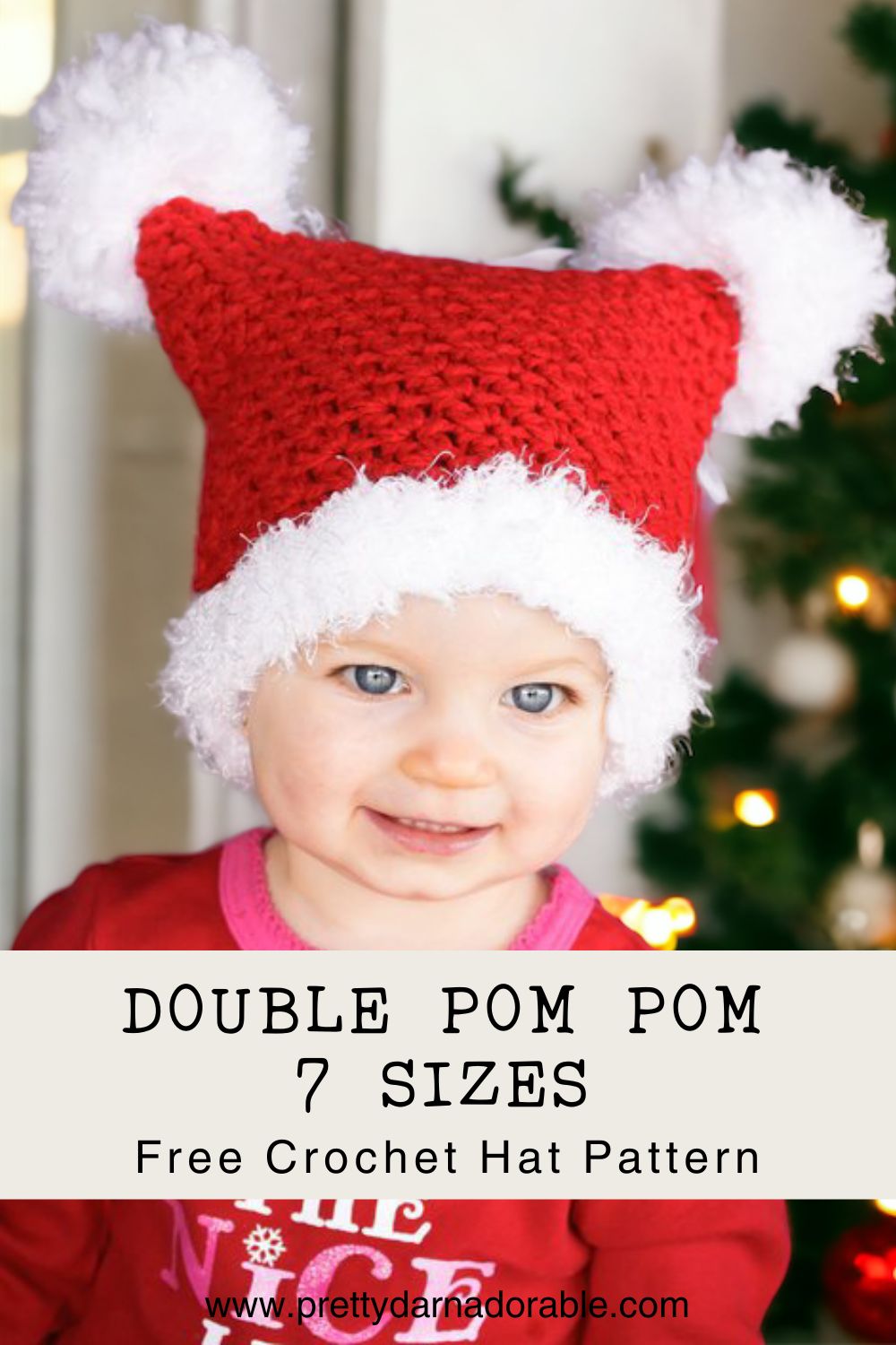 Double Pom Pom Crochet Hat Free Pattern - Pretty Darn Adorable