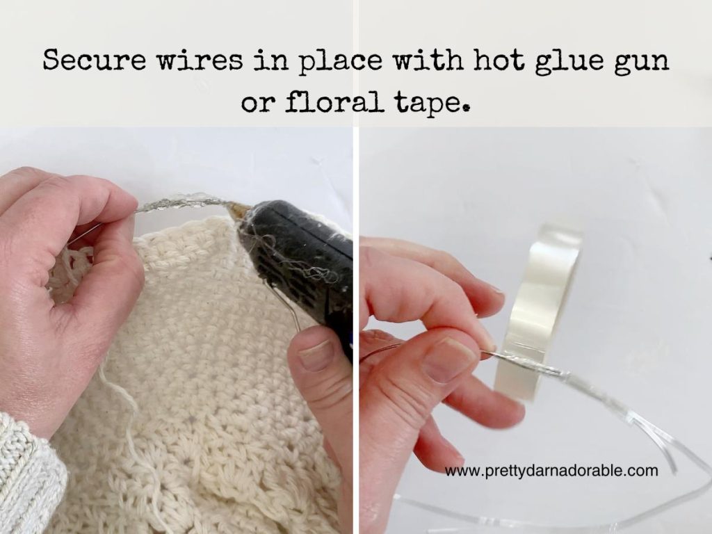 tape and glue being used to secure wire