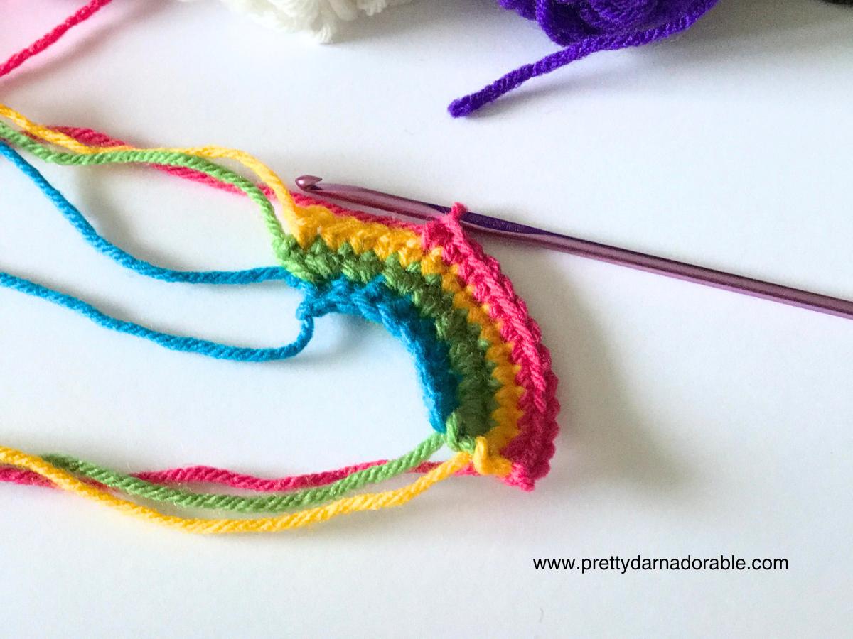 Paritally crocheted rainbow