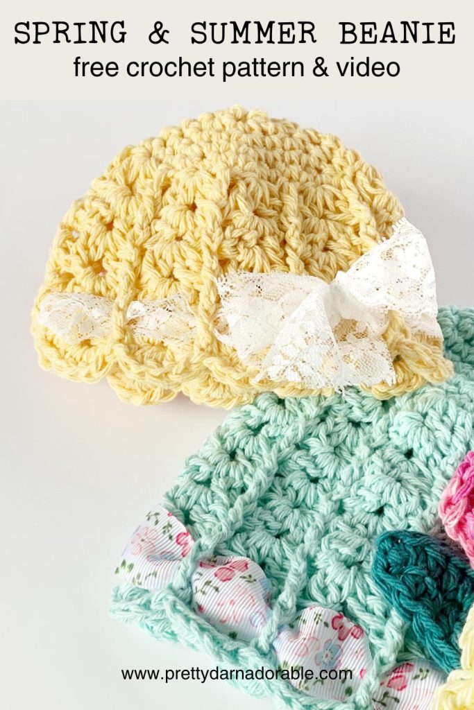 cotton crochet beanie with bow
