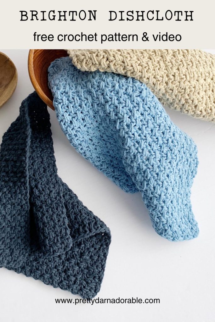 3 blue crochet dishcloths