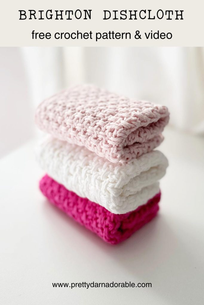 3 pink crochet dishcloths
