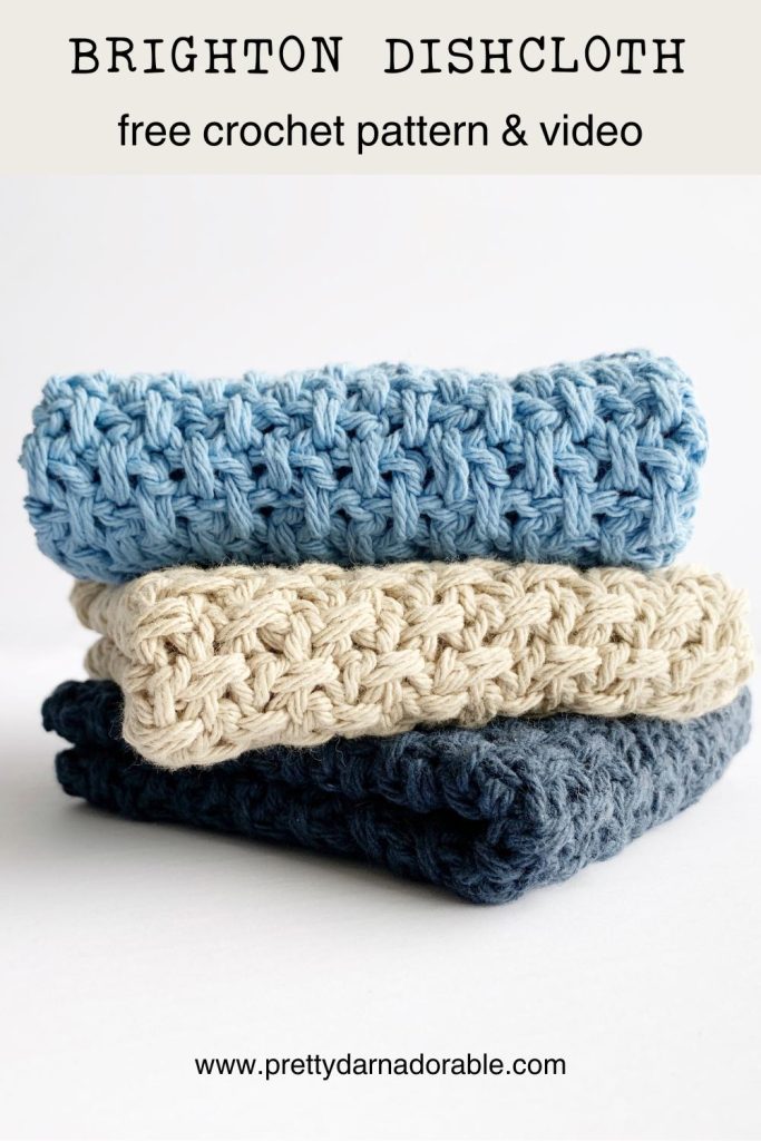 3 blue crochet dishcloths