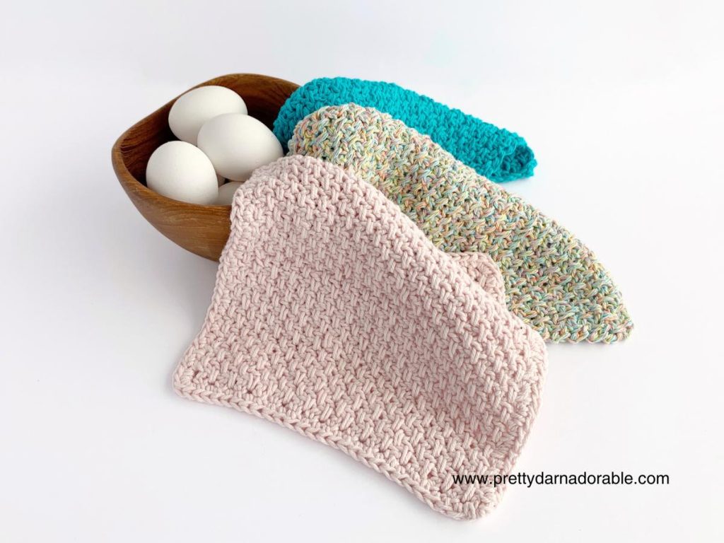 3 pastel crochet dishcloths