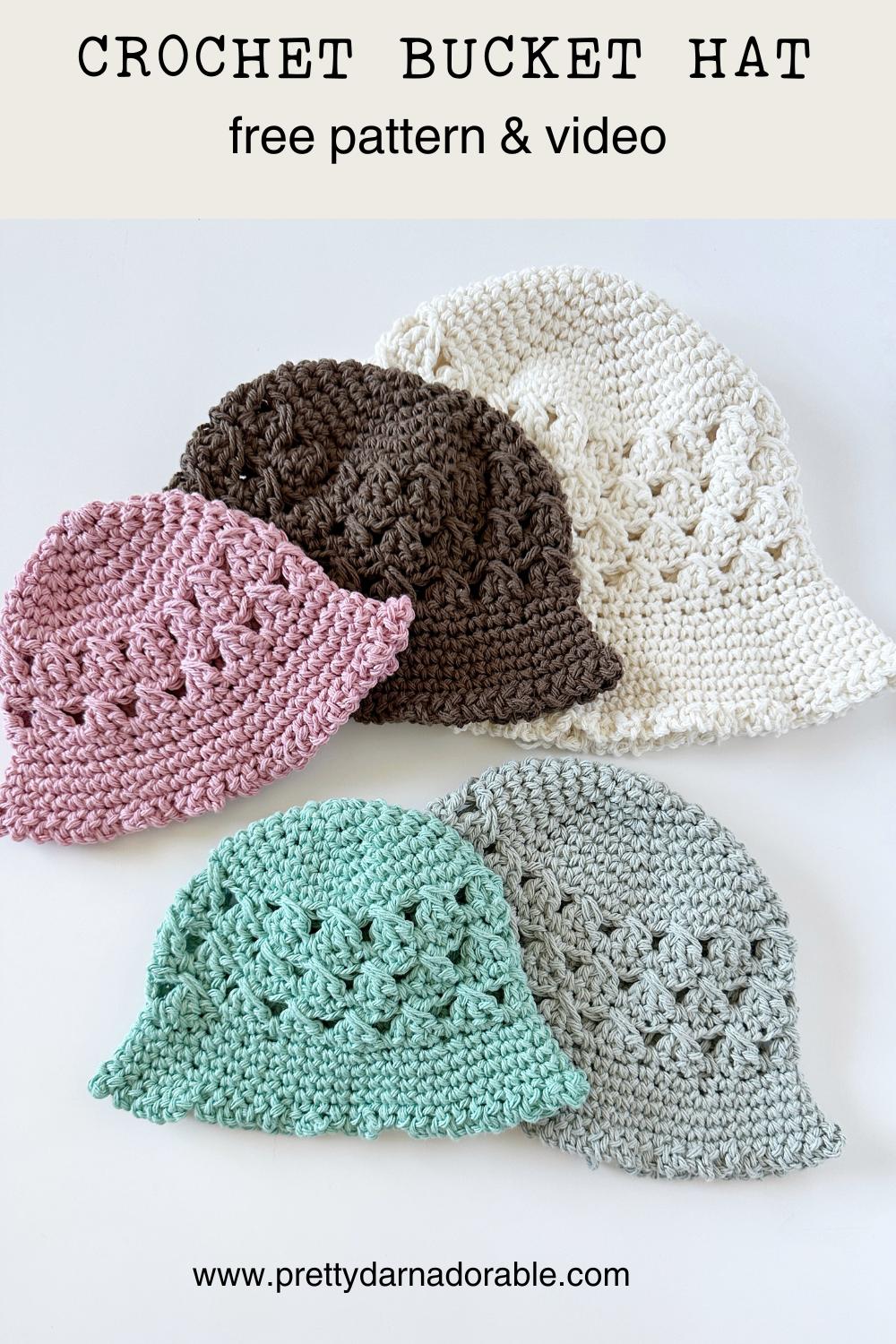 Free Crochet Granny Stitch Bucket Hat Pattern & Video - Pretty Darn ...