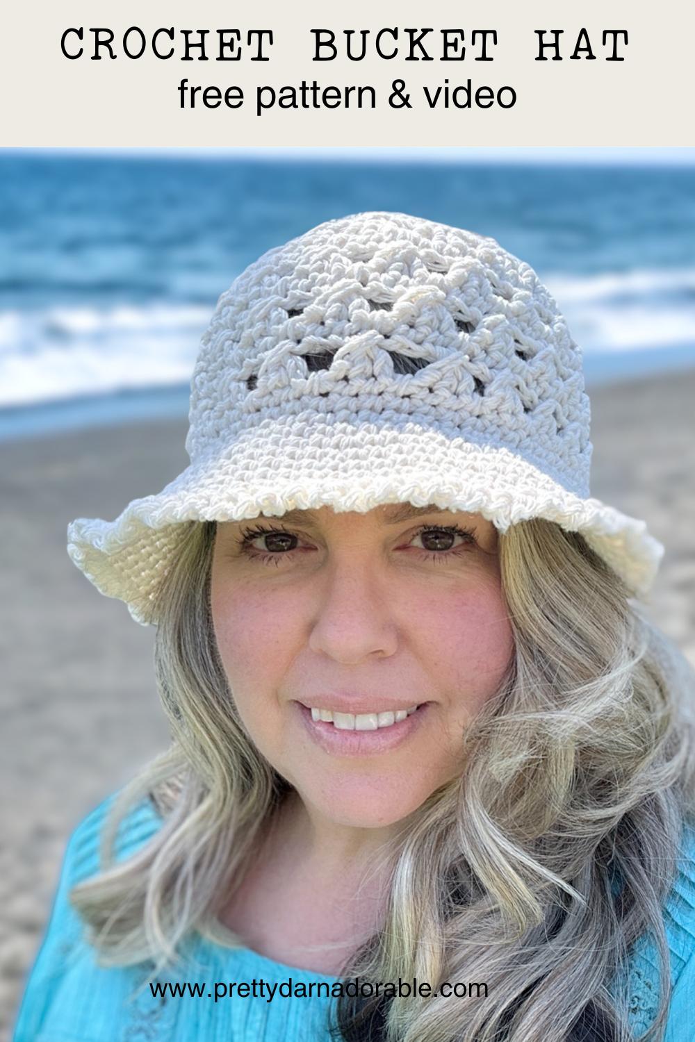 Free Crochet Granny Stitch Bucket Hat Pattern & Video - Pretty Darn ...
