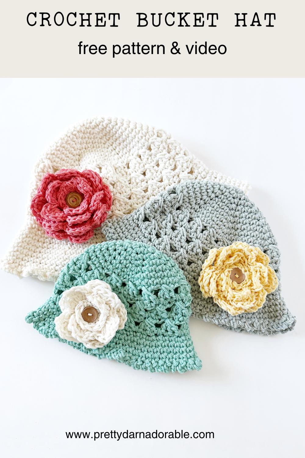 Free Crochet Granny Stitch Bucket Hat Pattern & Video - Pretty Darn ...