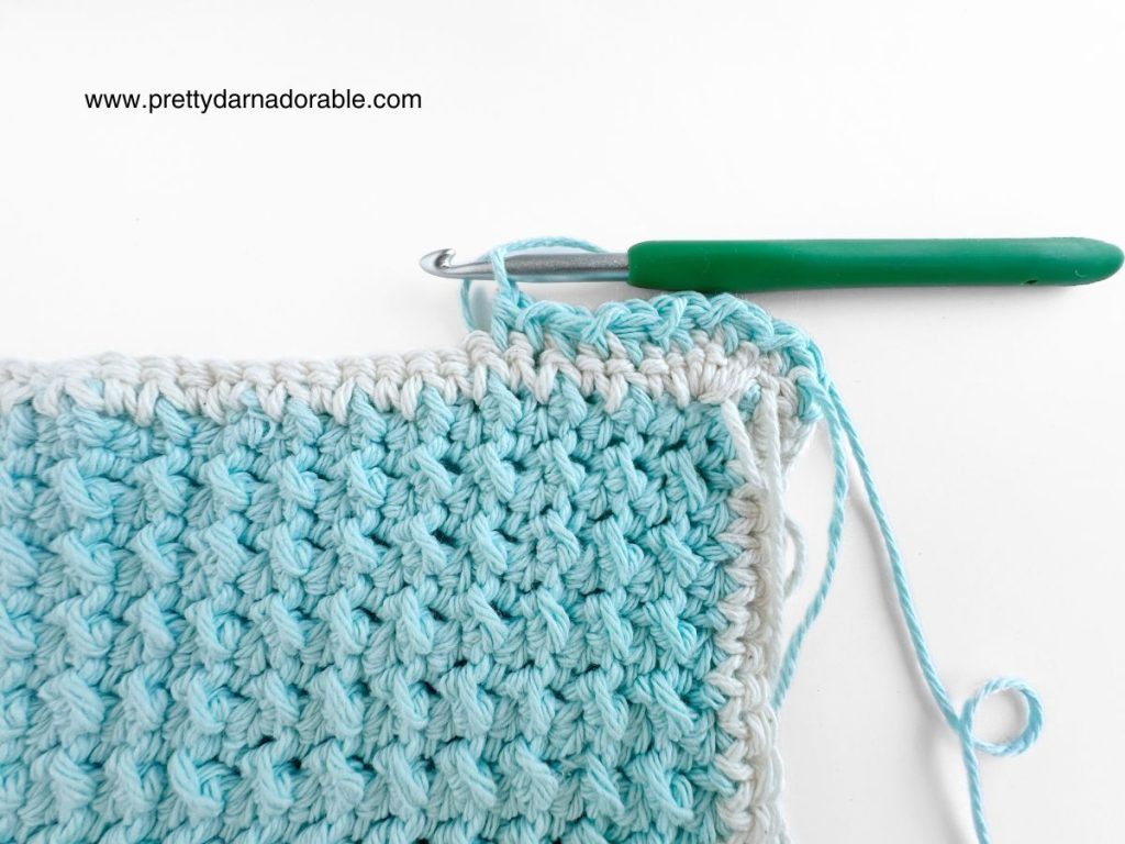 instructional photo for free crochet crunch stitch dishcloth pattern