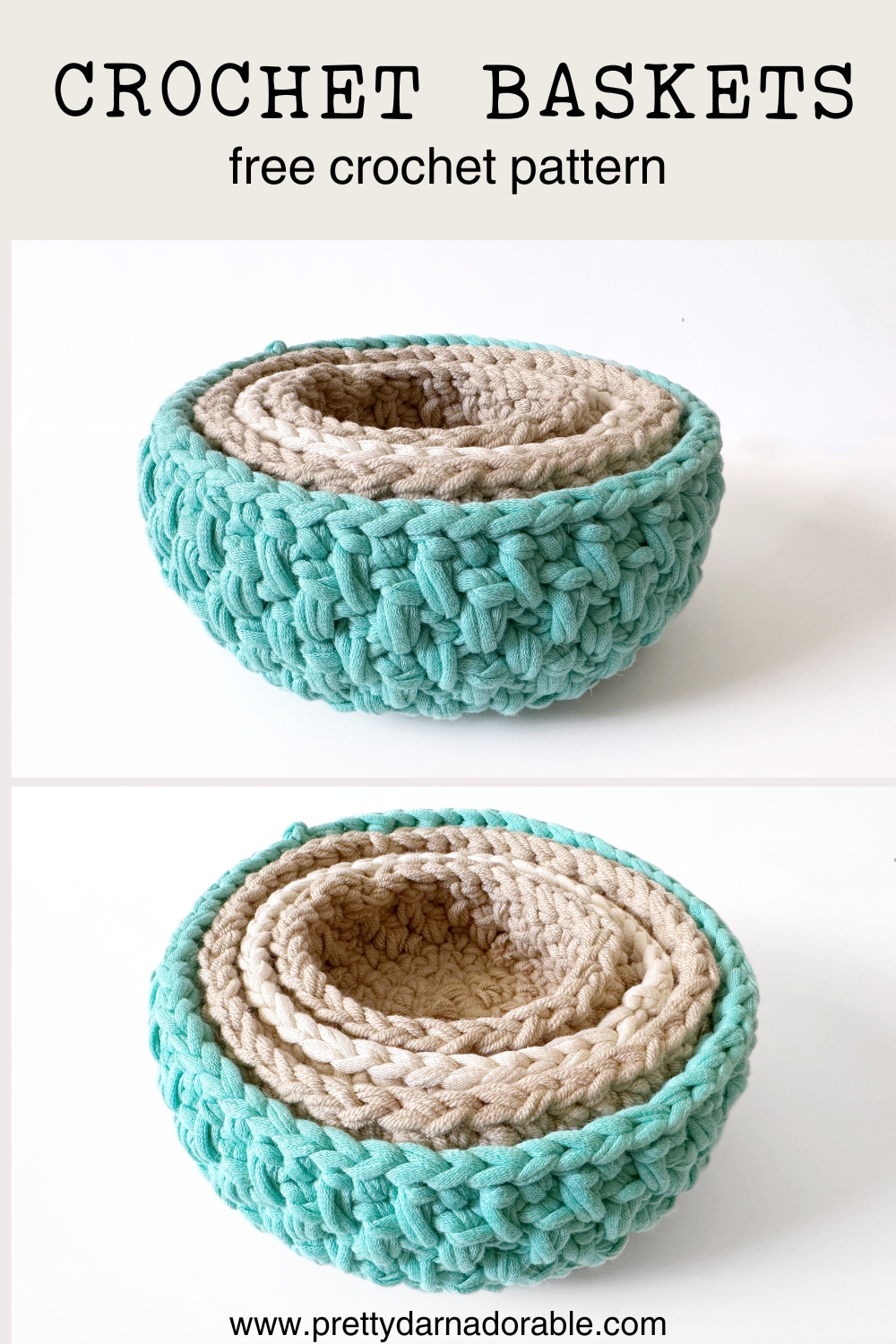 Brighton Free Crochet Nesting Trinket Basket Pattern - Pretty Darn Adorable