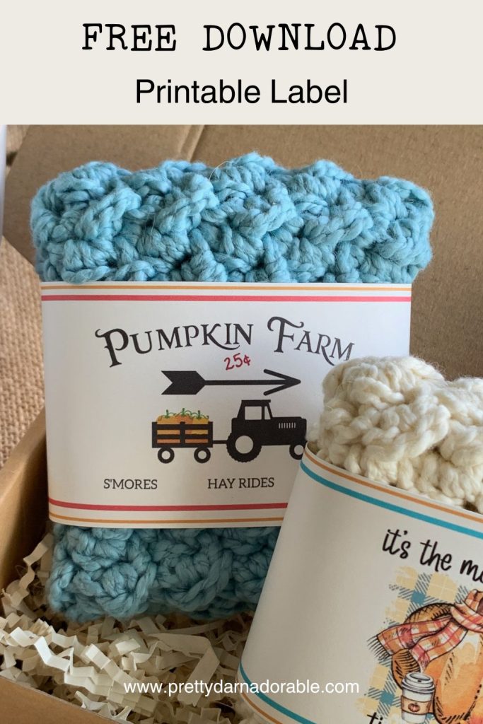 free crochet dishcloth label download for fall and thanksgiving