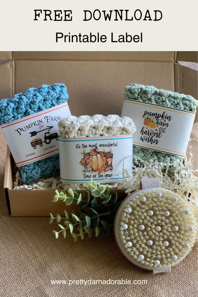 free crochet dishcloth label download for fall and thanksgiving