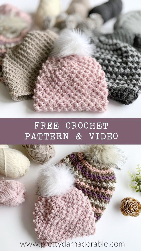 plain textured and striped crochet slouch hats