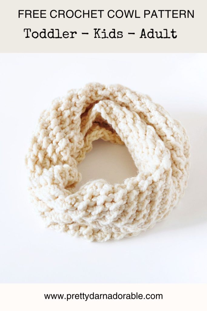 chunky cream crochet cowl with knit looking texture