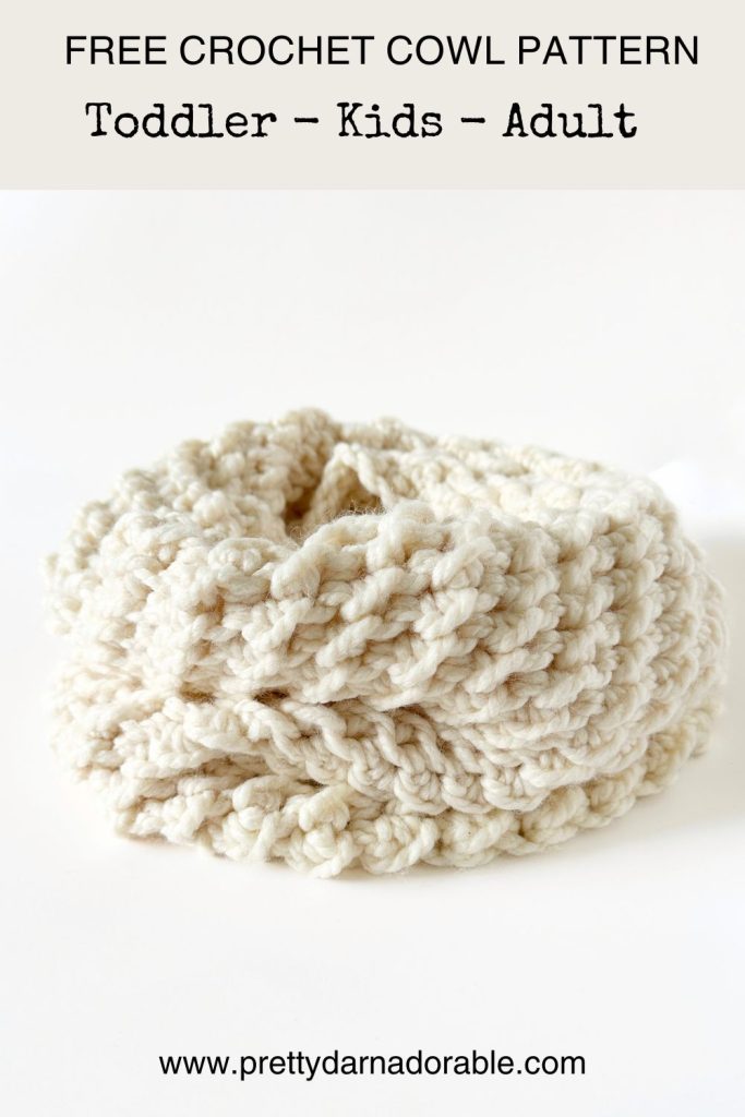 chunky cream crochet cowl with knit looking texture