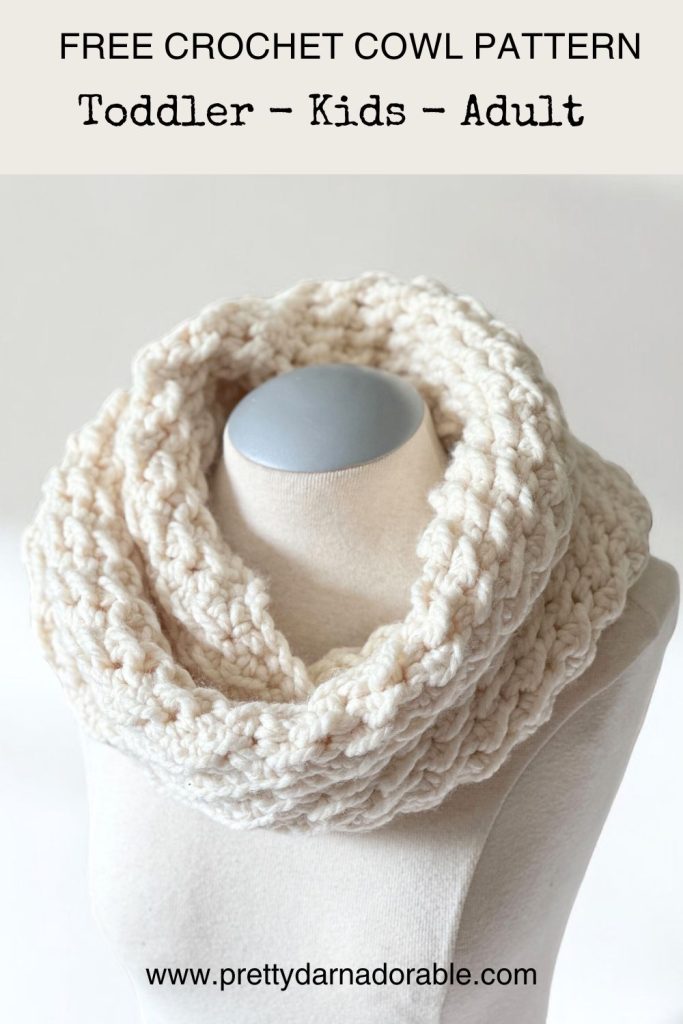 chunky cream crochet cowl with knit looking texture