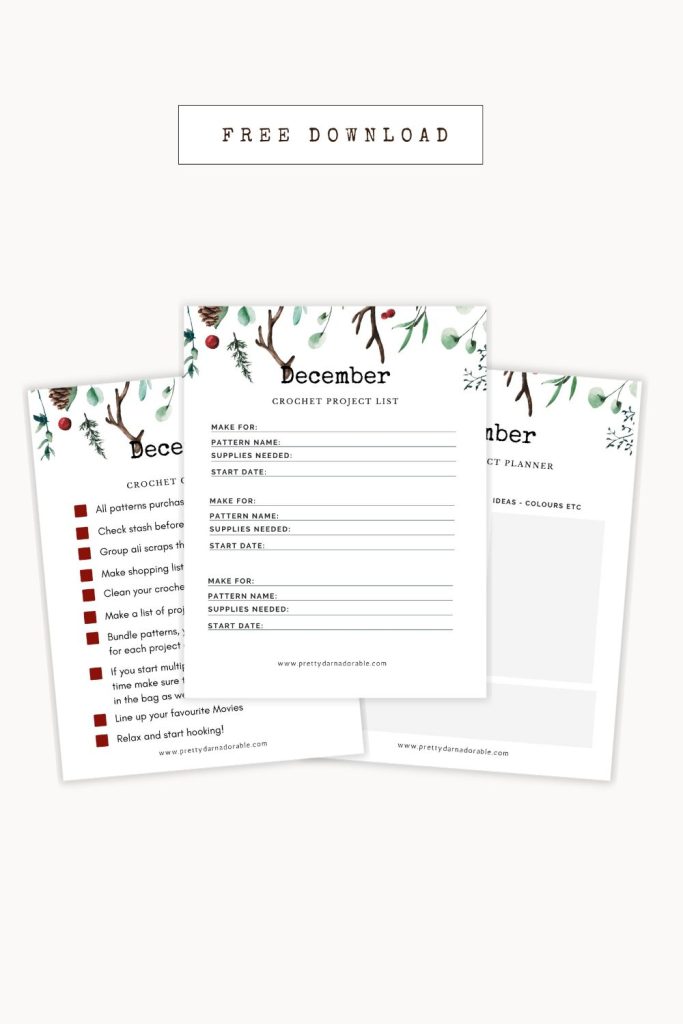 printable december crochet project planner