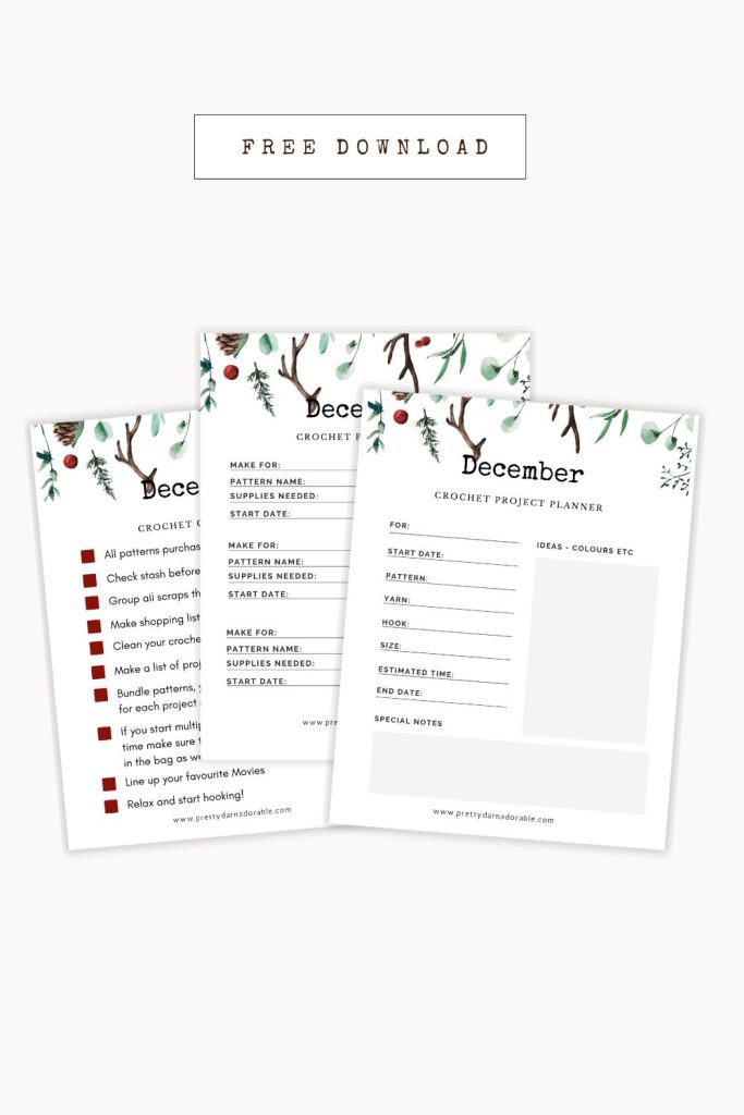printable december crochet project planner