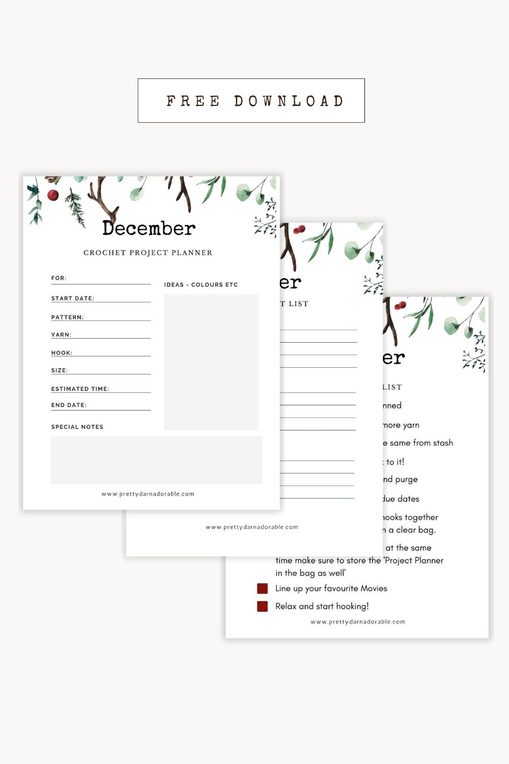 Free Printable – December Christmas Crochet Planners