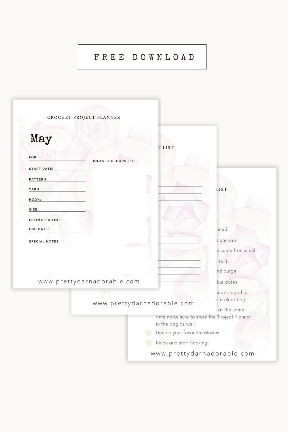 Free Printable – May Mothers Day Crochet Planners