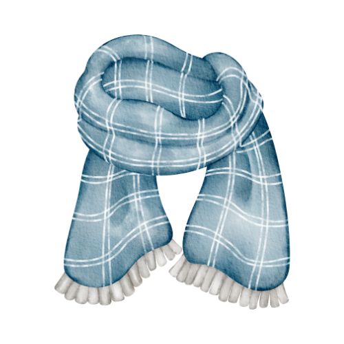a blue plaid scarf on a white background