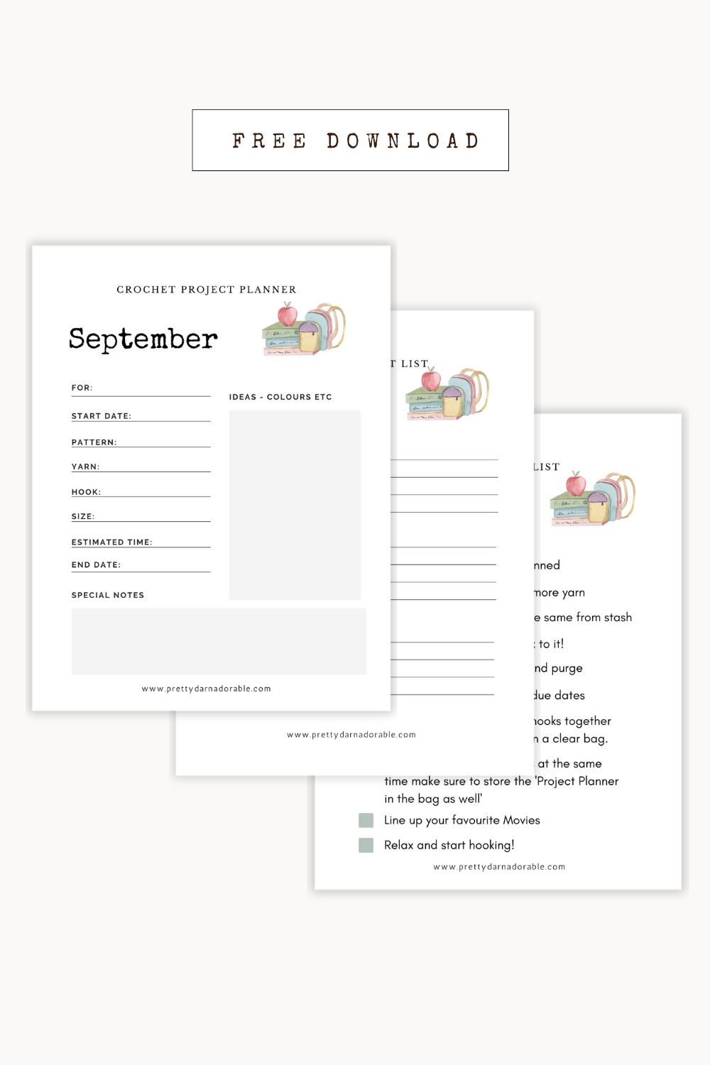 Free Printable – September Crochet Planners