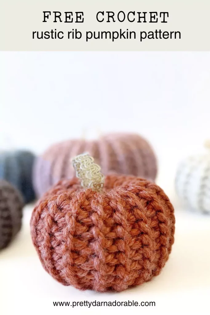 knit look crochet pumpkins in different colours