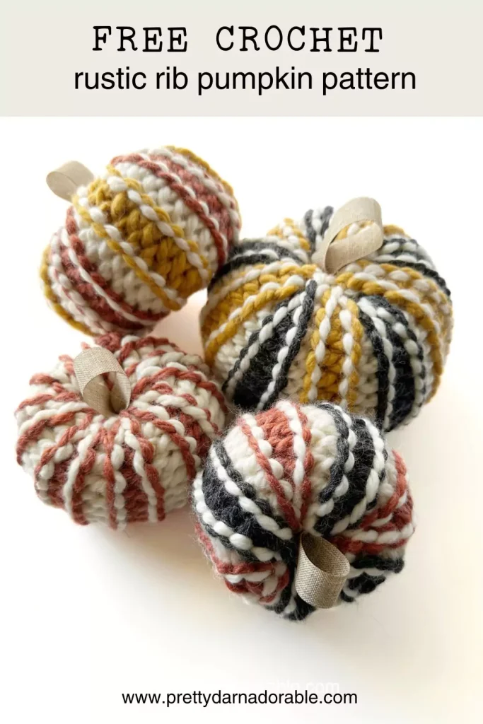 orange yellow and black striped. crochet pumpkins