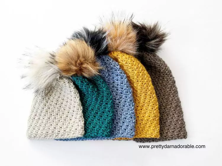 a group of crochet slouch hats