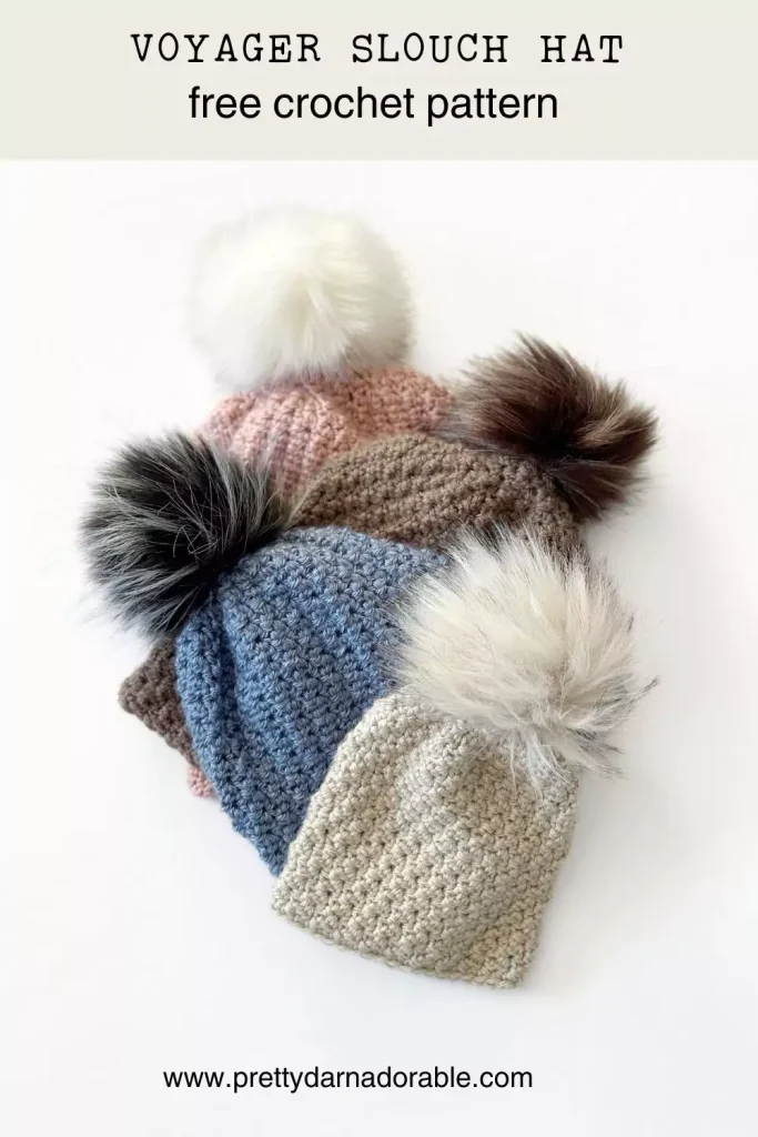 a group of crochet slouch hats