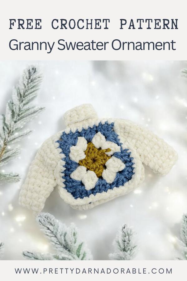 crochet granny square christmas tree ornament laying on a white background