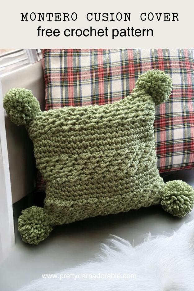super bulky crochet cushion cover in green