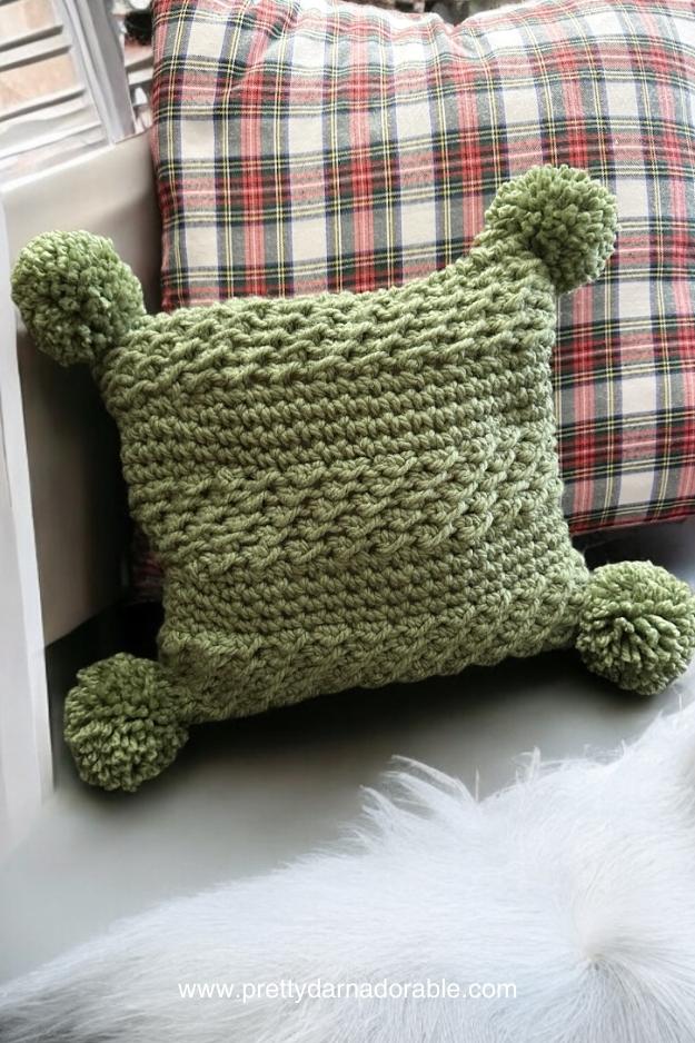 super bulky crochet cushion cover in green