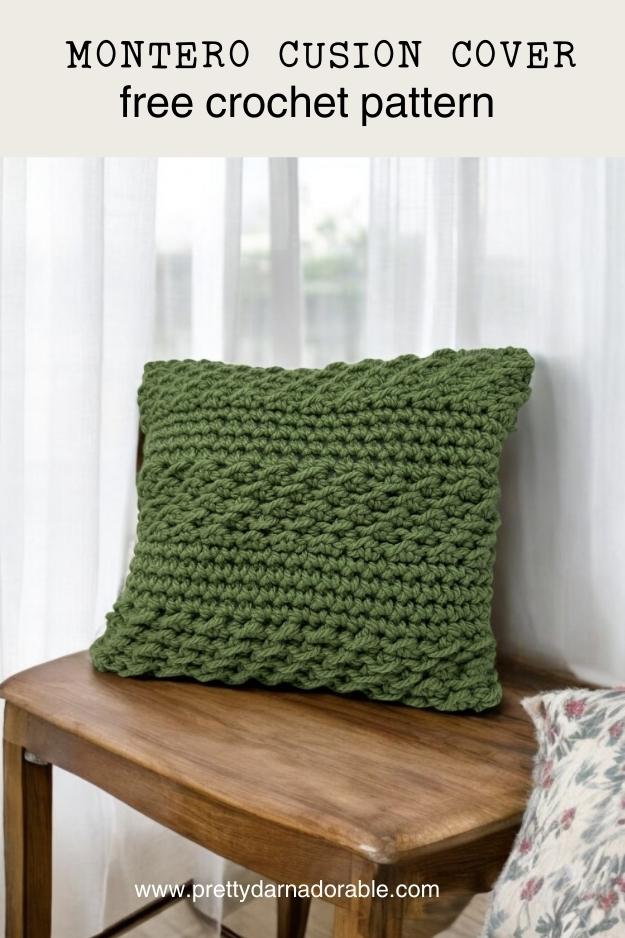 super bulky crochet cushion cover in green