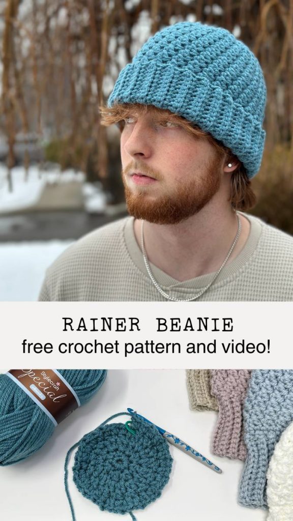 three textured beanie with pompoms and folded ribbed brim
