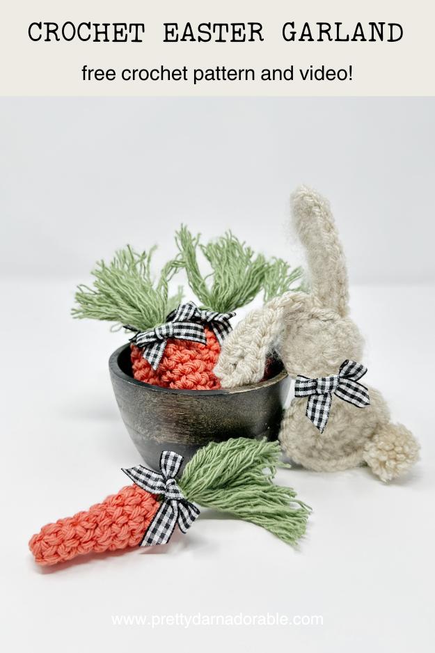 crochet bunny with mini crochet carrots