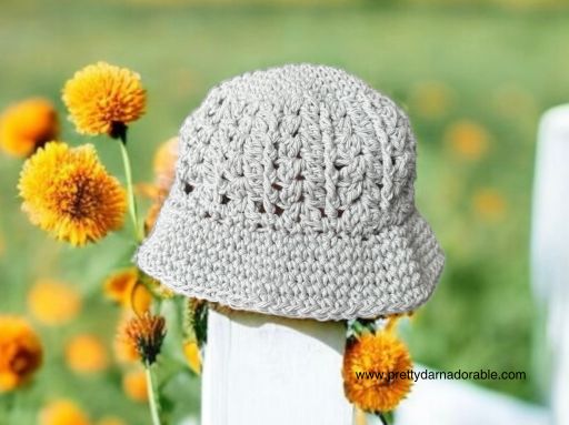 grey crochet toddler bucket hat