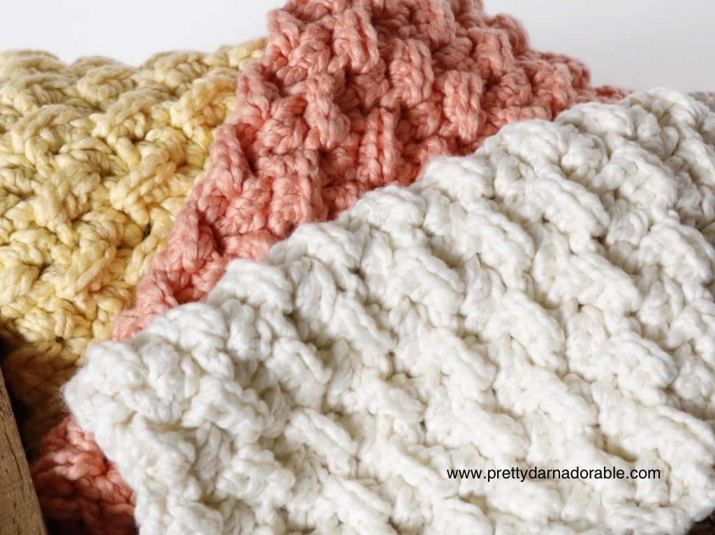 close up of crochet texture on the dishcloth